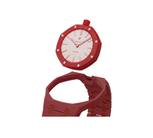 Relógio Swatch x Audemars Piguet Bioceramic Royal Pop 'Otto Rosso' Rosa / Vermelho com Pulseira – kit desmontado em bioceramic, cabeça do relógio e case com pulseira