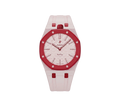 Relógio Swatch x Audemars Piguet Bioceramic Royal Pop 'Otto Rosso' Rosa / Vermelho com Pulseira – relógio montado no case com pulseira em borracha, vista frontal