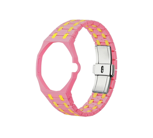 Pulseira Bioceramic para Relógio Swatch x Audemars Piguet Royal Pop – case octogonal com pulseira em bioceramic do 'Savonnette Otg Roz', sem o relógio
