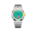 Relógio Swatch x Audemars Piguet Bioceramic Royal Pop 'Savonnette Otg Roz' Amarelo com Pulseira – relógio montado no case full frame com pulseira em aço inoxidável, vista frontal
