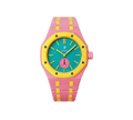 Relógio Swatch x Audemars Piguet Bioceramic Royal Pop 'Savonnette Otg Roz' Amarelo com Pulseira – relógio montado no case com pulseira em bioceramic, vista frontal