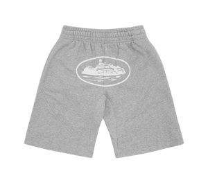 Shorts Corteiz 'OG Alcatraz Shorts Heather Grey' Cinza – frente