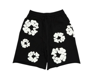Shorts Denim Tears 'The Cotton Wreath Shorts Black' Preto – frente