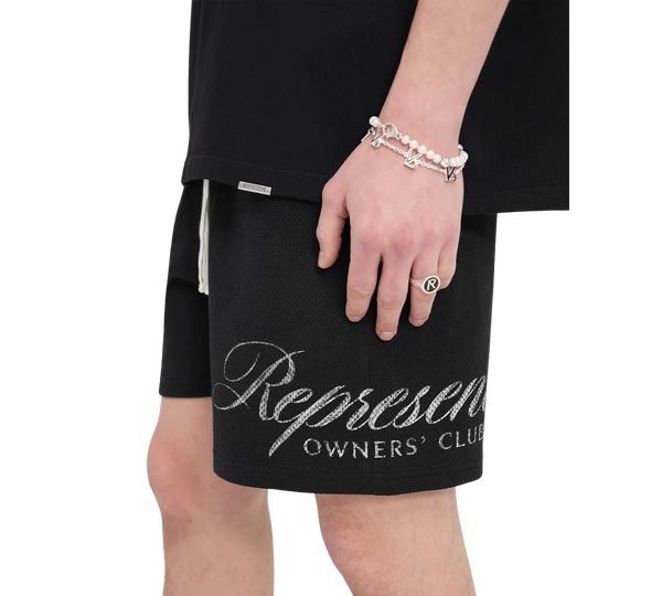 Shorts Represent 'Owners Club Script Mesh Black' Preto
