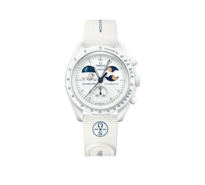 Relógio Swatch x Omega Bioceramic Moonswatch Mission To Earthphase 'Moonshine Gold Cold Moon' Branco