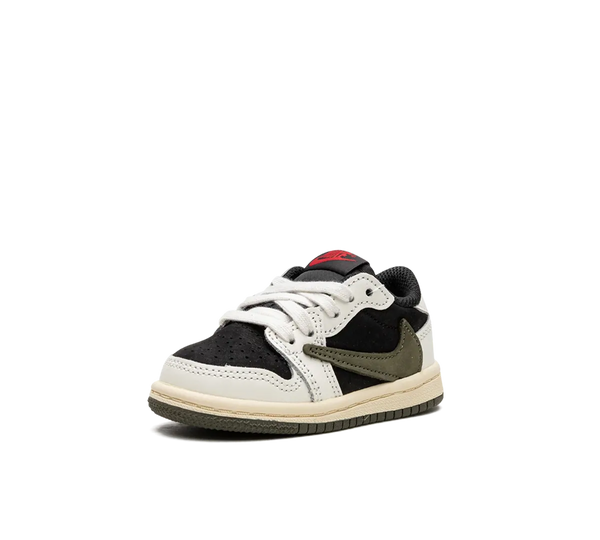 Tênis Nike Air Jordan 1 Low Infantil x Travis Scott 'Olive' Preto / Verde