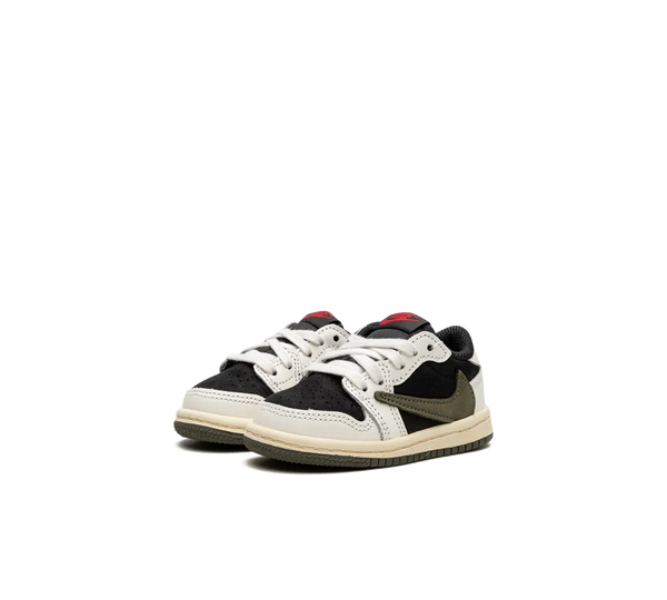 Tênis Nike Air Jordan 1 Low Infantil x Travis Scott 'Olive' Preto / Verde