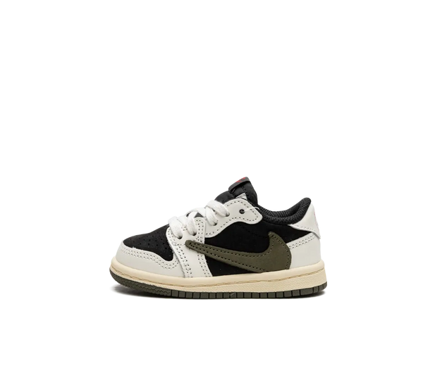 Tênis Nike Air Jordan 1 Low Infantil x Travis Scott 'Olive' Preto / Verde