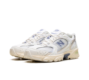 Tênis New Balance 530 Feminino 'Angora Dusk Shower' Branco / Roxo – par, vista frontal