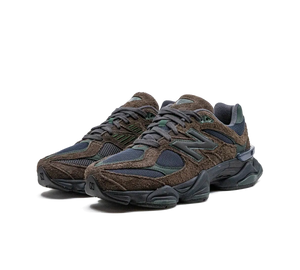 Tênis New Balance 9060 'Beef and Broccoli' Marrom / Preto – par, vista frontal