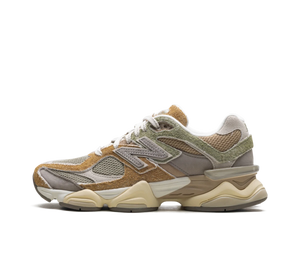 Tênis New Balance 9060 'Olivine Great Plains' Verde / Dourado – vista lateral