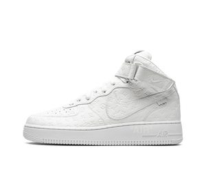 Tênis Nike Air Force 1 Mid x Louis Vuitton 'Triple White' Branco – vista lateral