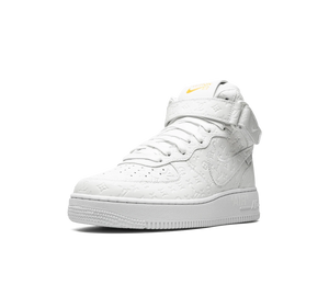 Tênis Nike Air Force 1 Mid x Louis Vuitton 'Triple White' Branco – vista 3/4 frente