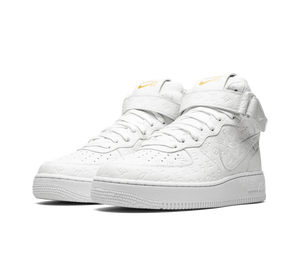 Tênis Nike Air Force 1 Mid x Louis Vuitton 'Triple White' Branco – par de frente