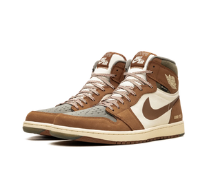 Tênis Nike Air Jordan 1 High Element Gore-Tex 'Legend Coffee' Marrom / Verde – par, vista frontal