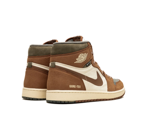 Tênis Nike Air Jordan 1 High Element Gore-Tex 'Legend Coffee' Marrom / Verde – par, vista traseira