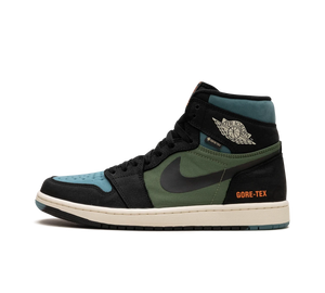 Tênis Nike Air Jordan 1 High Element Gore-Tex 'Sky J Light Olive' Azul / Verde – vista lateral