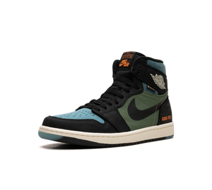 Tênis Nike Air Jordan 1 High Element Gore-Tex 'Sky J Light Olive' Azul / Verde – vista 3/4 frontal