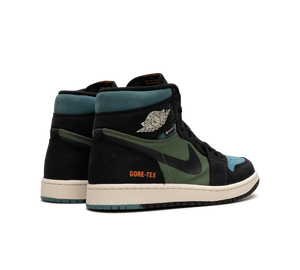 Tênis Nike Air Jordan 1 High Element Gore-Tex 'Sky J Light Olive' Azul / Verde – par, vista traseira