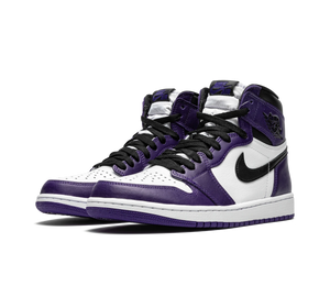 Tênis Nike Air Jordan 1 High Masculino 'Court Purple 2.0' Roxo / Branco – par de frente