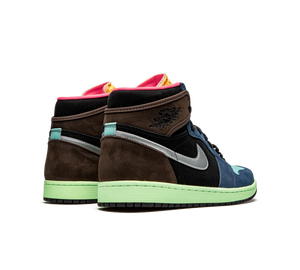 Tênis Nike Air Jordan 1 High OG Masculino 'Bio Hack' Preto / Verde – par, vista de trás