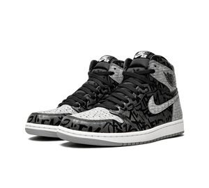 Tênis Nike Air Jordan 1 High OG Masculino 'Rebellionaire' Preto / Cinza – vista frontal do par