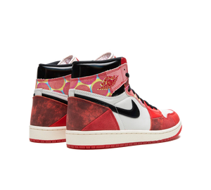 Tênis Nike Air Jordan 1 High OG Masculino 'Spider-Man Across the Spider-Verse' Branco / Vermelho – par, vista traseira