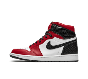 Tênis Nike Air Jordan 1 High Retro Feminino 'Satin Snake' Vermelho / Preto – vista lateral