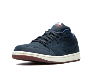 Tênis Nike Air Jordan 1 Low x Eastside Golf 'Out the Mud' Azul / Bege – vista frontal em 3/4