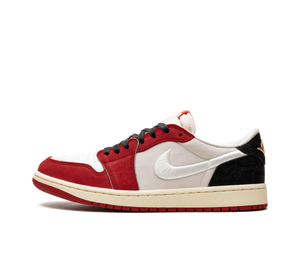 Tênis Nike Air Jordan 1 Low OG x Trophy Room Masculino 'Home' Branco / Vermelho – vista lateral