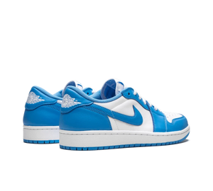 Tênis Nike Air Jordan 1 Low SB x Eric Koston 'UNC' Branco / Azul – par, vista traseira