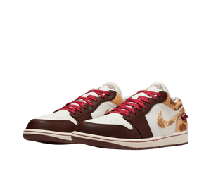 Tênis Nike Air Jordan 1 Low SE 'Year of the Horse' Marrom / Bege – par, vista frontal