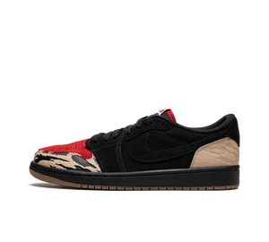 Tênis Nike Air Jordan 1 Low SP x SoleFly Masculino 'Carnivore' Preto / Vermelho – vista lateral