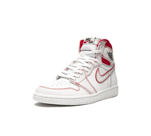 Tênis Nike Air Jordan 1 Retro High OG Masculino 'Phantom' Branco / Vermelho – vista 3/4 frontal