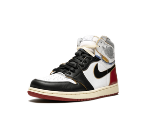 Tênis Nike Air Jordan 1 Retro High OG NRG x Union LA 'Black Toe' Preto / Vermelho – vista 3/4 frontal