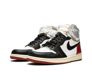 Tênis Nike Air Jordan 1 Retro High OG NRG x Union LA 'Black Toe' Preto / Vermelho – par, vista frontal