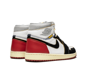 Tênis Nike Air Jordan 1 Retro High OG NRG x Union LA 'Black Toe' Preto / Vermelho – par, vista traseira