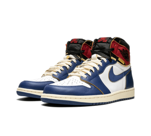Tênis Nike Air Jordan 1 Retro High OG NRG x Union LA 'Storm Blue' Azul – par, vista frontal