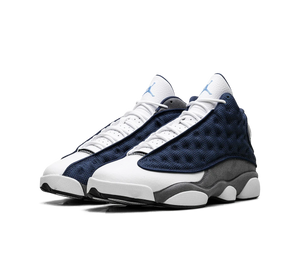 Tênis Nike Air Jordan 13 Retro 'Flint' Cinza / Azul – par visto de frente