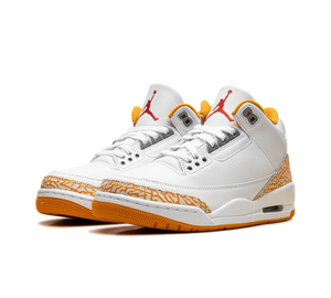 Tênis Nike Air Jordan 3 'Orange Citrus' Branco / Laranja – par de frente
