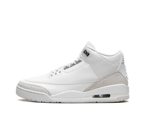 Tênis Nike Air Jordan 3 'Pure Money' Branco / Prata – vista lateral