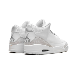 Tênis Nike Air Jordan 3 'Pure Money' Branco / Prata – par, vista traseira