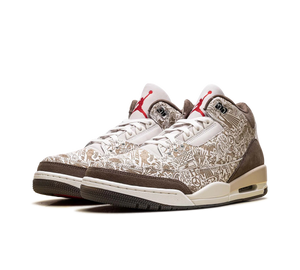 Tênis Nike Air Jordan 3 Retro 'Laser Palomino' Bege / Marrom – par, vista frontal
