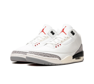Tênis Nike Air Jordan 3 'White Cement Reimagined' Branco / Cinza – vista frontal do par