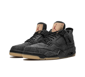 Tênis Nike Air Jordan 4 Retro x Levi's 'Black' Preto – par de frente