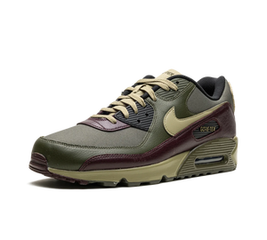 Tênis Nike Air Max 90 Gore-Tex 'Medium Olive' Verde / Vinho – vista 3/4 de frente