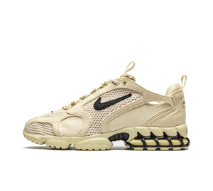 Tênis Nike Air Zoom Spiridon Cage 2 x Stussy 'Fossil' Bege – vista lateral