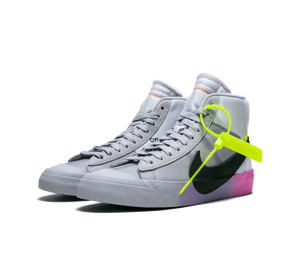 Tênis Nike Blazer Mid x Off-White 'Queen' Cinza / Rosa – par visto de frente