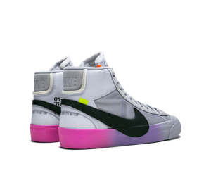 Tênis Nike Blazer Mid x Off-White 'Queen' Cinza / Rosa – par visto de trás