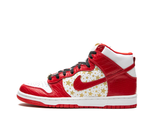 Tênis Nike SB Dunk High x Supreme 'Red Stars' Vermelho – vista lateral